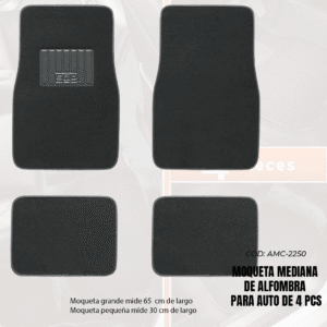 KIT MOQUETA MEDIANA DE ALFOMBRA PARA AUTO 4 PC